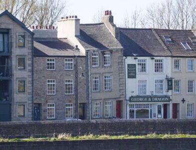 A lop sided house on the quayside in Lancaster